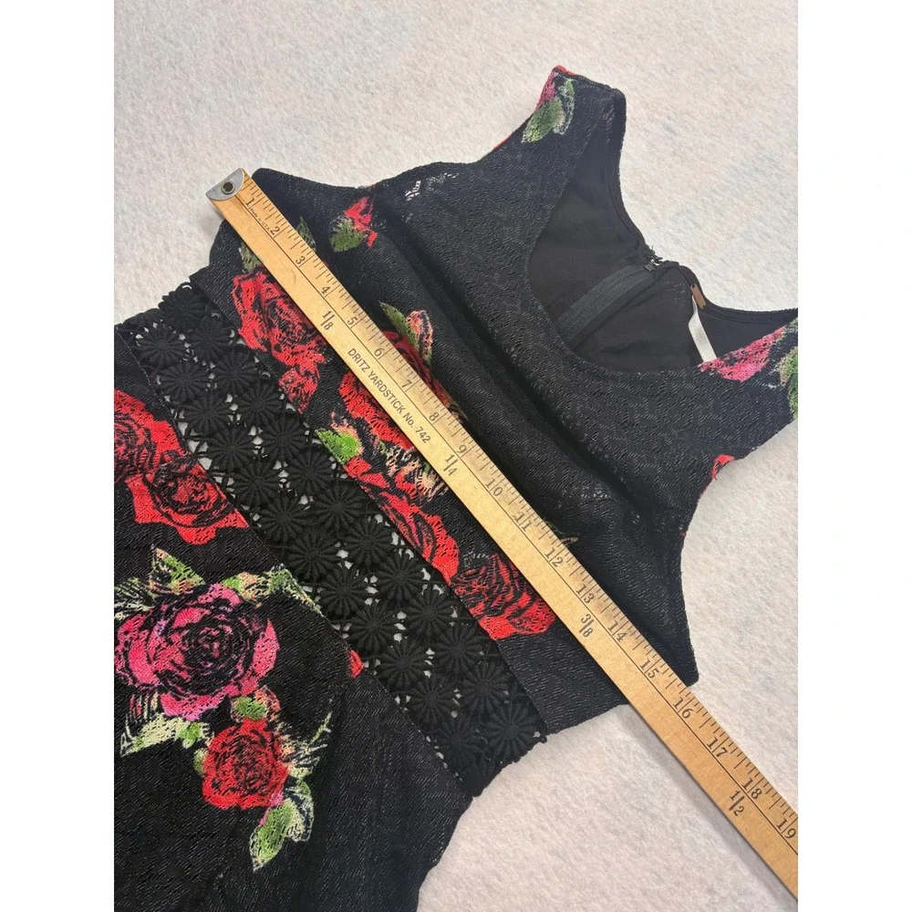 Free People Modern Fit Flare Whimsigoth Goth Rose Lace Waist - 0 Black Red
